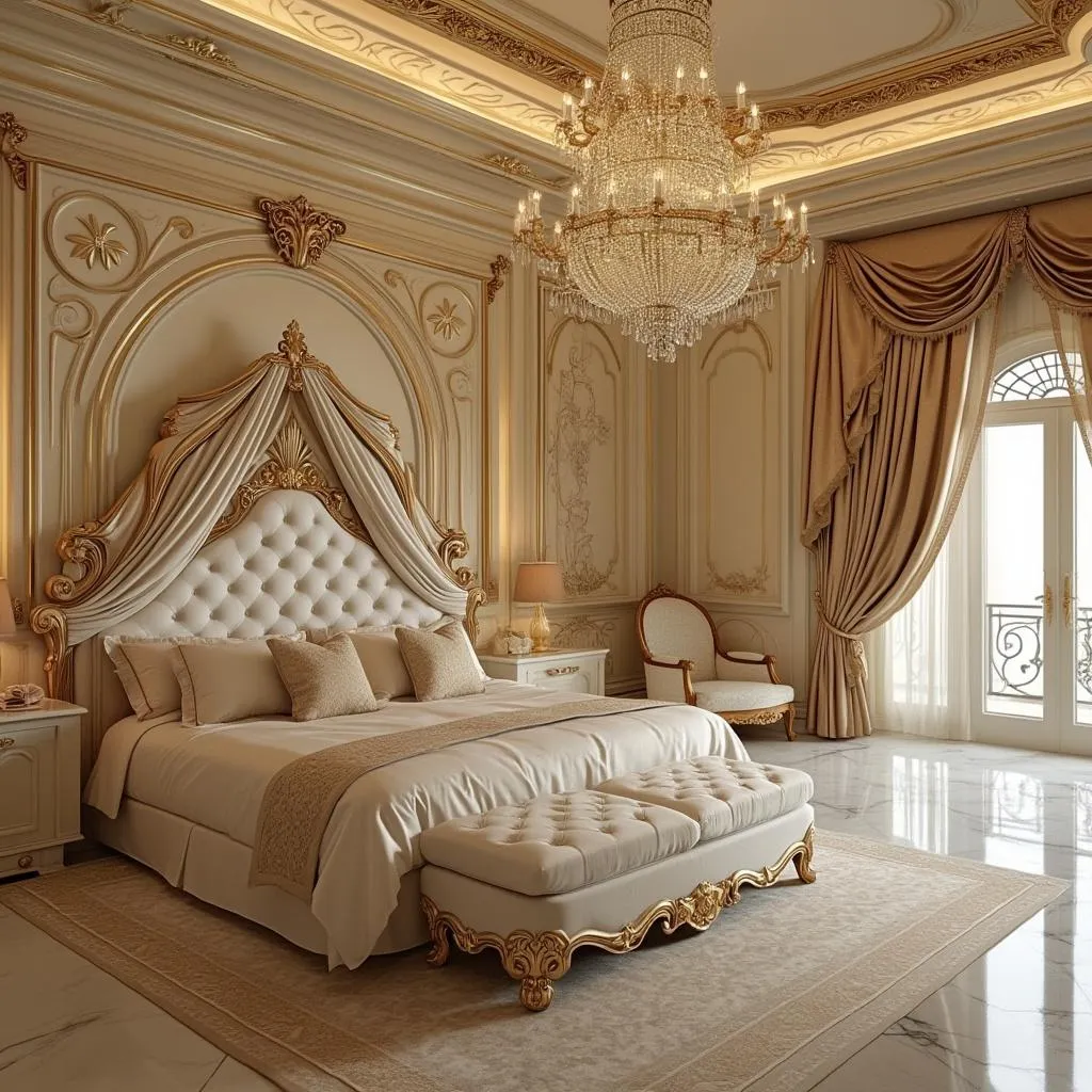 تصميم داخلي لغرفة نوم رئيسية في قصر خليجي